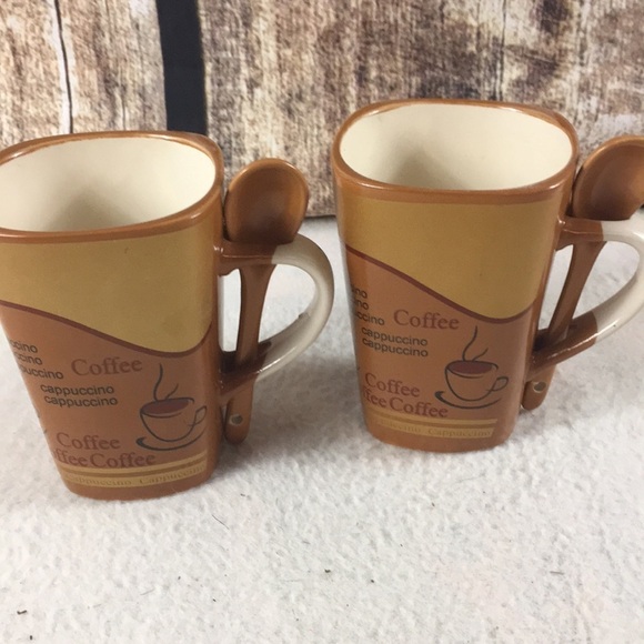 Set of 2 Cappuccino/Coffee Mugs with Spoons (AR) - Picture 5 of 5